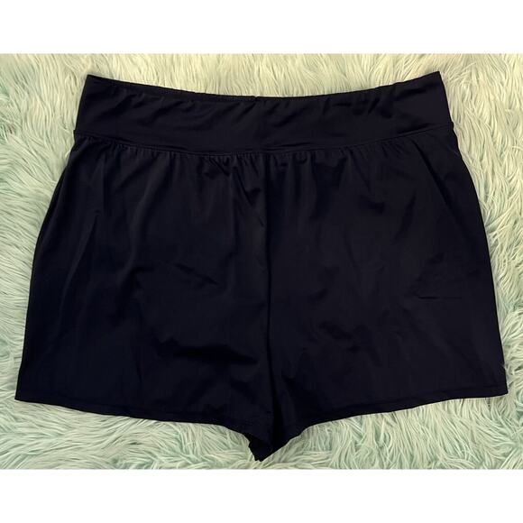 Swim Solutions Swimsuit Shorts Bottoms Size 16W Navy Blue Built in Briefs NEW - Picture 2 of 4